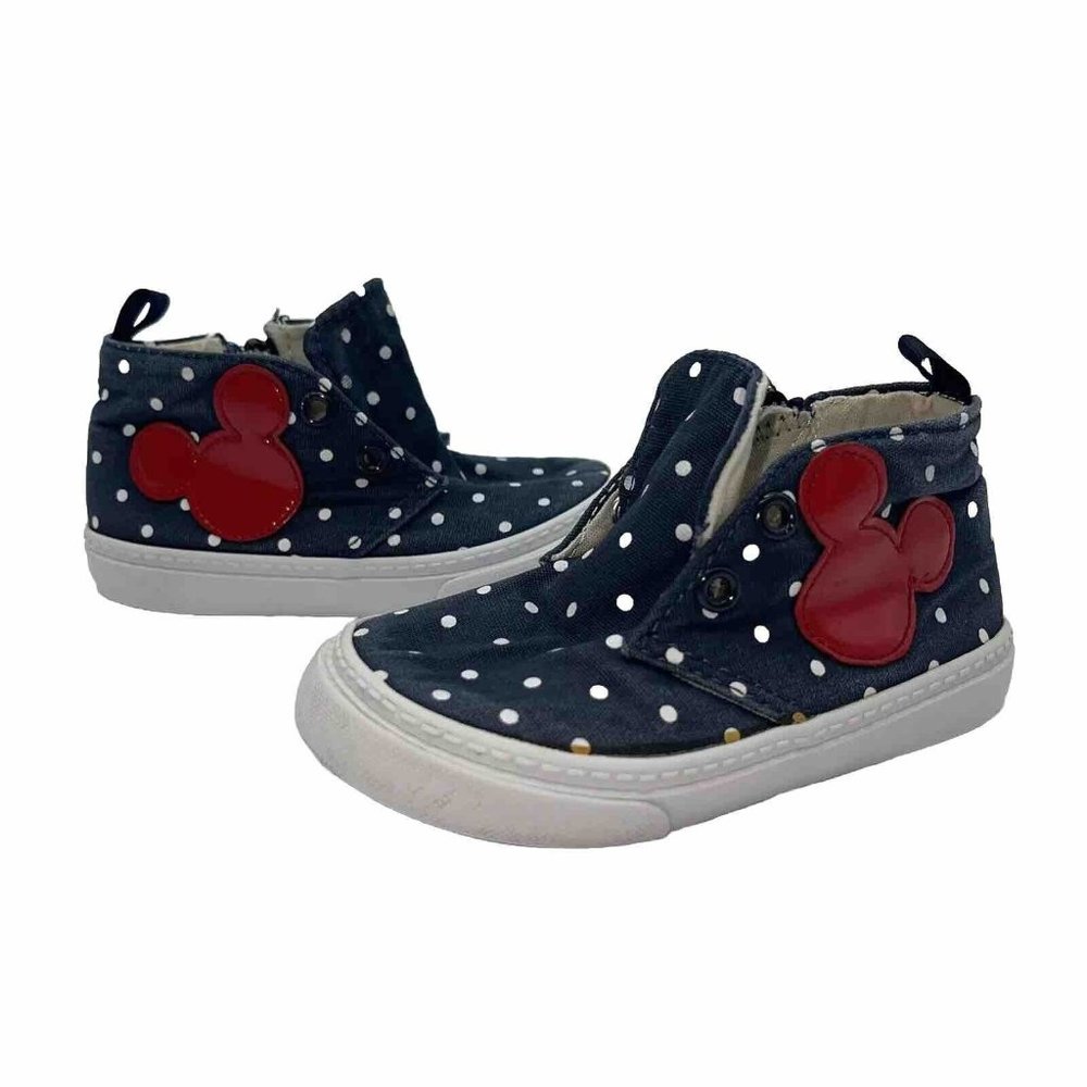 Baby Gap Mickey Mouse Sneakers Baby 7 High Top Disney Polka Dot Blue Red